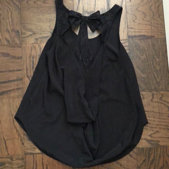 3for$30| ASOS lace tie back black top XS-S - Picture 1 of 4